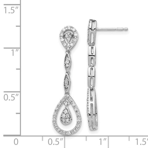 14k White Gold Teardrop Diamond Dangle Earrings-WBC-EM5571-033-WA