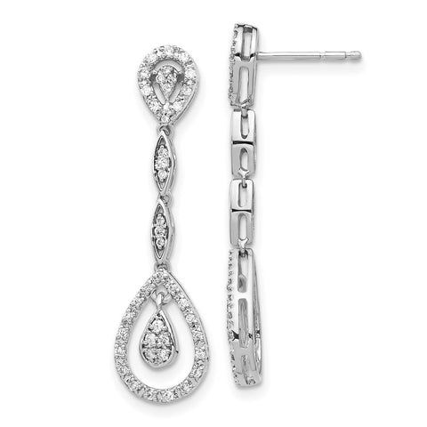 14k White Gold Teardrop Diamond Dangle Earrings-WBC-EM5571-033-WA