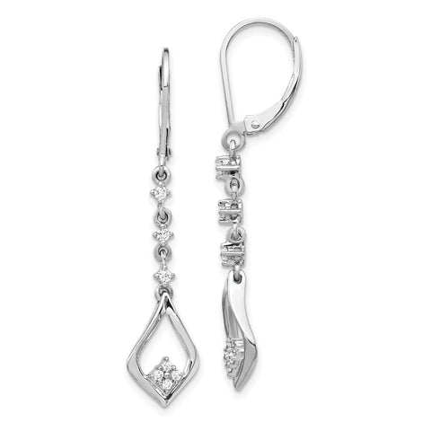 14k White Gold Diamond Leverback Dangle Earrings-WBC-EM5573-020-WA