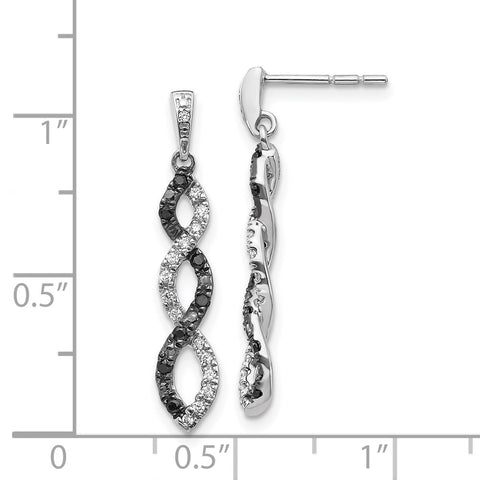 14k White Gold Black and White Diamond Twisted Post Earrings-WBC-EM5575-033-WA