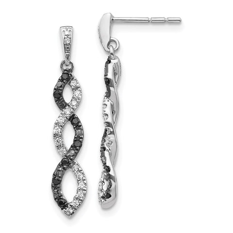 14k White Gold Black and White Diamond Twisted Post Earrings-WBC-EM5575-033-WA