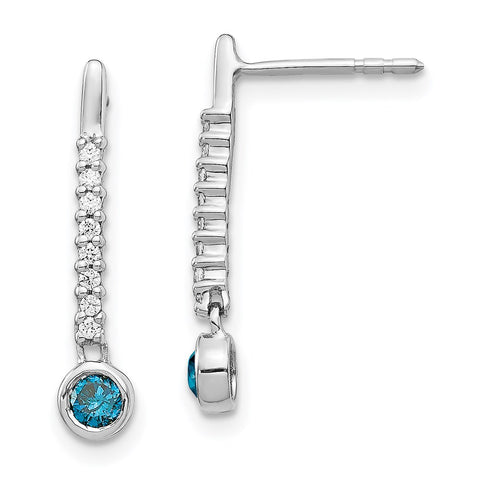 14k White Gold Blue/White Diamond Earrings-WBC-EM5577-BD-033-WA