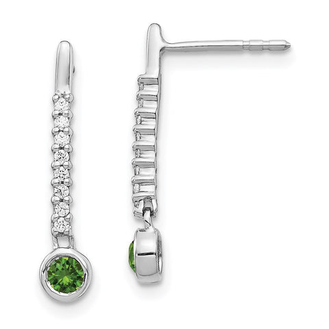 14k White Gold Green/White Diamond Earrings-WBC-EM5577-GD-033-WA