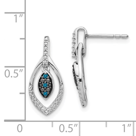 14k White Gold Blue and White Diamond Dangle Post Earrings-WBC-EM5578-005-WA