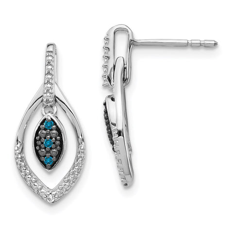 14k White Gold Blue and White Diamond Dangle Post Earrings-WBC-EM5578-005-WA