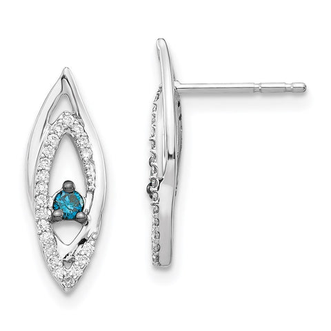 14k White Gold Blue/White Diamond Earrings-WBC-EM5579-025-WA