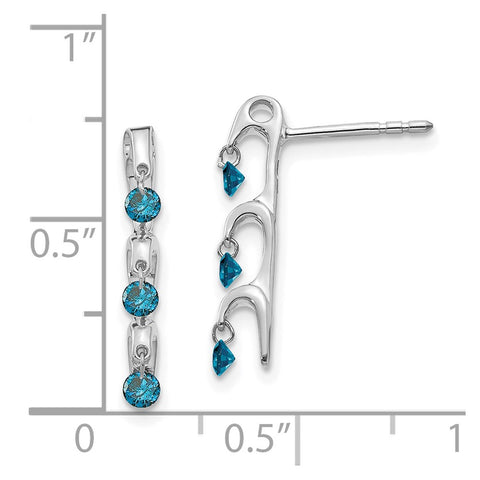 14k White Gold Blue Diamond Earrings-WBC-EM5580-BD-033-WA