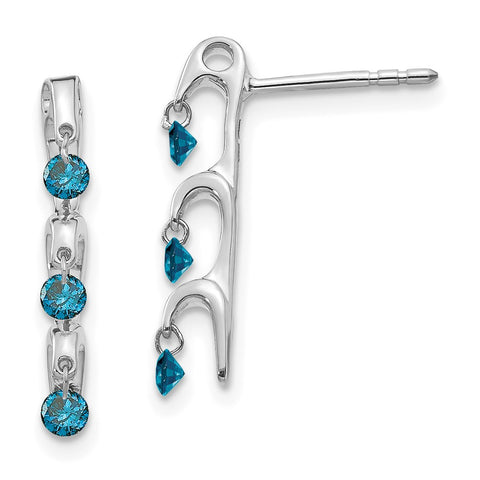 14k White Gold Blue Diamond Earrings-WBC-EM5580-BD-033-WA