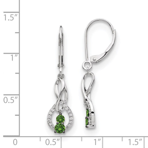 14k White Gold Green/White Diamond Leverback Earrings-WBC-EM5581-GD-050-WA