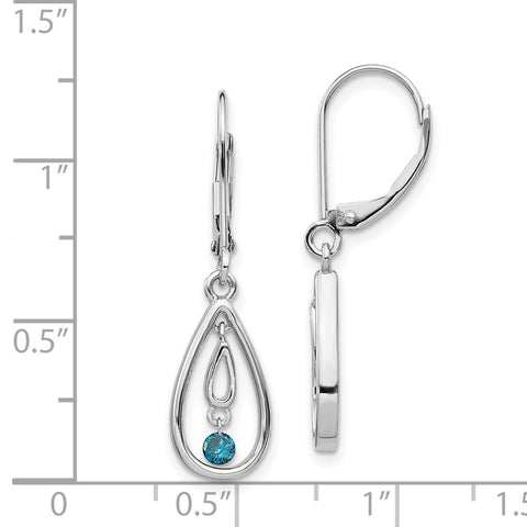 14k White Gold Blue Diamond Leverback Earrings-WBC-EM5582-BD-013-WA