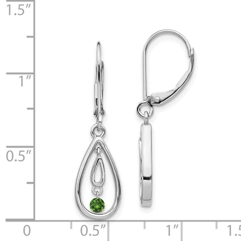 14k White Gold Green Diamond Leverback Earrings-WBC-EM5582-GD-013-WA