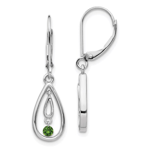 14k White Gold Green Diamond Leverback Earrings-WBC-EM5582-GD-013-WA