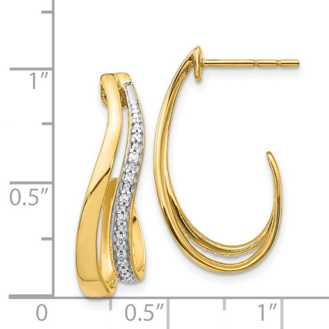 14k w/Rhodium Diamond J-Hoop Post Earrings-WBC-EM5584-007-YA