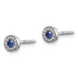 14k White Gold Diamond and Sapphire Halo Post Earrings-WBC-EM5586-SA-007-WA