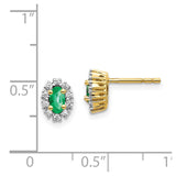 14k 1/5Ct Diamond and Emerald Oval Halo Earrings-WBC-EM5591-EM-020-YA