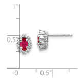 10k White Gold Diamond and Ruby Oval Halo Earrings-WBC-EM5591-RU-020-1WA