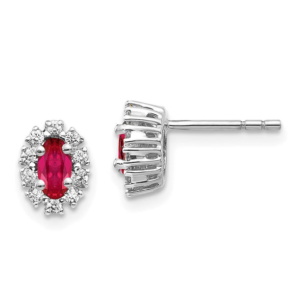 10k White Gold Diamond and Ruby Oval Halo Earrings-WBC-EM5591-RU-020-1WA