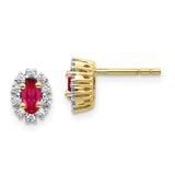 10k Yellow Gold Diamond and Ruby Oval Halo Earrings-WBC-EM5591-RU-020-1YA