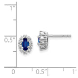 14k White Gold Diamond and Sapphire Oval Halo Earrings-WBC-EM5591-SA-020-WA