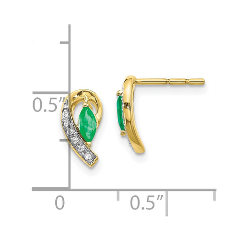 10k 1/20Ct Diamond and Emerald Earrings-WBC-EM5592-EM-005-1YA