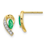 10k 1/20Ct Diamond and Emerald Earrings-WBC-EM5592-EM-005-1YA