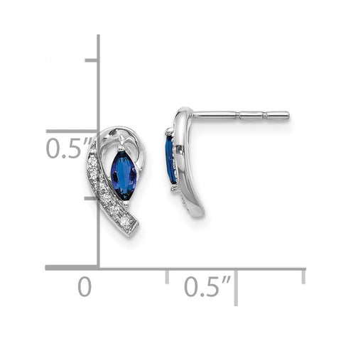 10k White Gold Diamond Sapphire Post Earrings-WBC-EM5592-SA-005-1WA