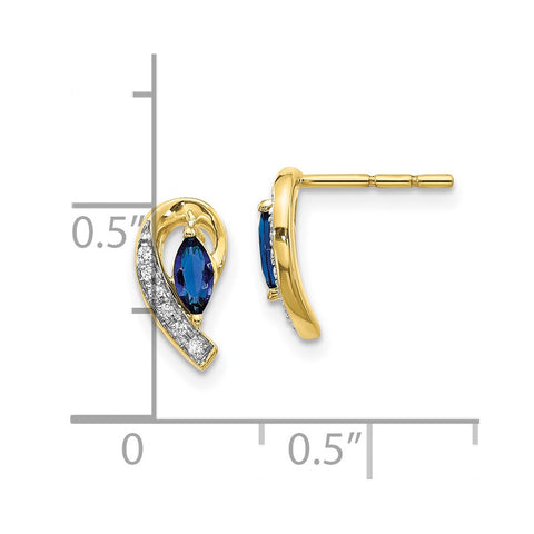 10k Yellow Gold Diamond and Sapphire Earrings-WBC-EM5592-SA-005-1YA