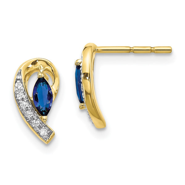 10k Yellow Gold Diamond and Sapphire Earrings-WBC-EM5592-SA-005-1YA