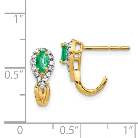 14k 1/8Ct Diamond and Emerald Earrings-WBC-EM5593-EM-013-YA