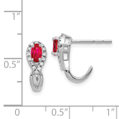 14k White Gold Diamond and Ruby Earrings-WBC-EM5593-RU-013-WA