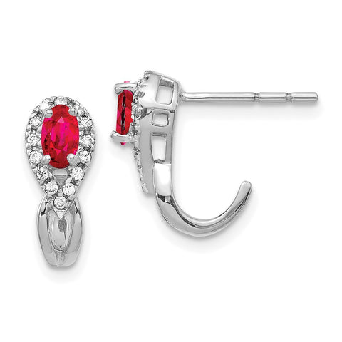 14k White Gold Diamond and Ruby Earrings-WBC-EM5593-RU-013-WA