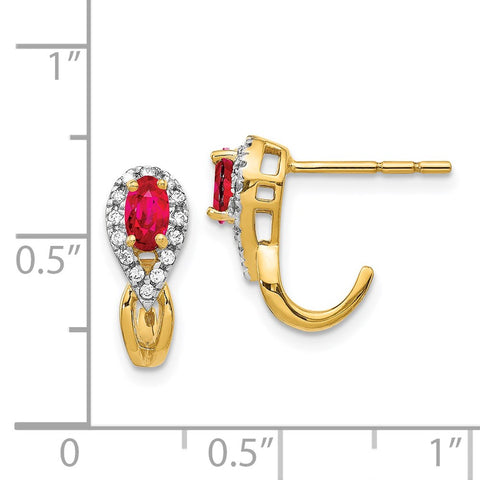 14k Diamond and Ruby Earrings-WBC-EM5593-RU-013-YA