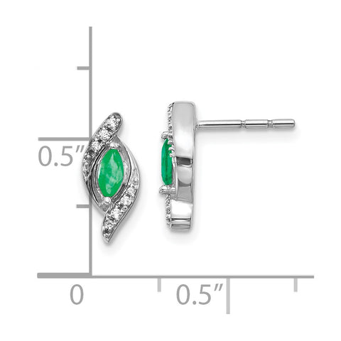 10k White Gold 1/15Ct Diamond and Emerald Earrings-WBC-EM5594-EM-007-1WA