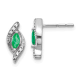 10k White Gold 1/15Ct Diamond and Emerald Earrings-WBC-EM5594-EM-007-1WA