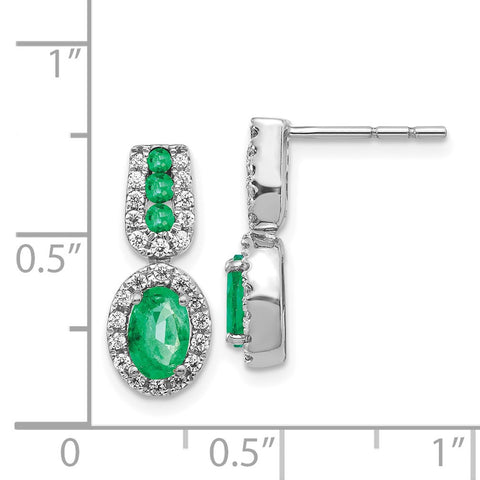 14k White Gold 1/3Ct Diamond and Emerald Earrings-WBC-EM5597-EM-033-WA