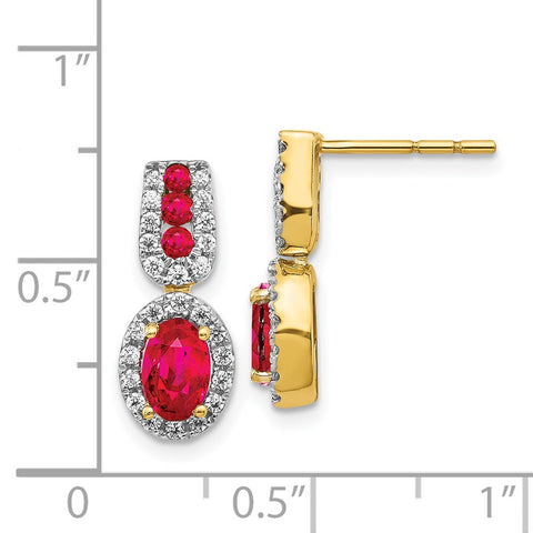 14k Yellow Gold Diamond and Ruby Earrings-WBC-EM5597-RU-033-YA