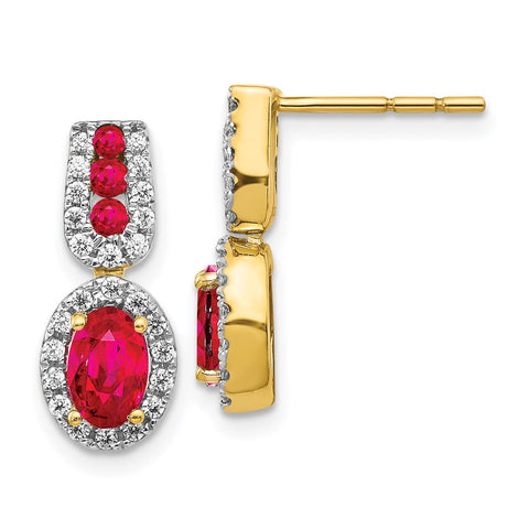 14k Yellow Gold Diamond and Ruby Earrings-WBC-EM5597-RU-033-YA