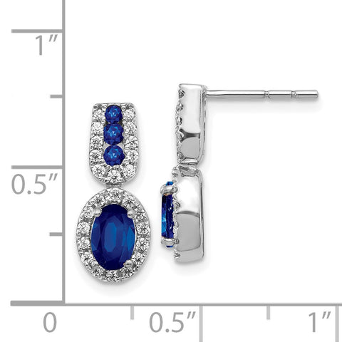 14k White Gold Diamond and Sapphire Post Earrings-WBC-EM5597-SA-033-WA