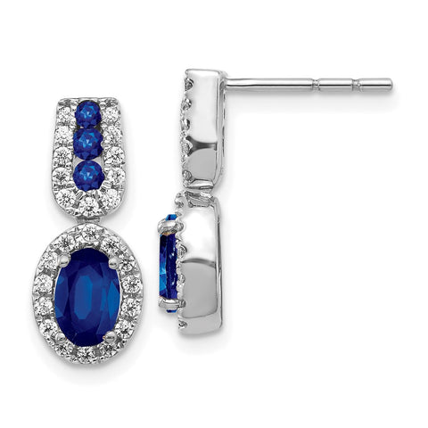 14k White Gold Diamond and Sapphire Post Earrings-WBC-EM5597-SA-033-WA