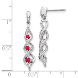 10k White Gold Diamond and Ruby Post Dangle Earrings-WBC-EM5599-RU-013-1WA