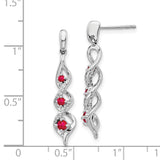 14k White Gold Diamond and Ruby Post Dangle Earrings-WBC-EM5599-RU-013-WA