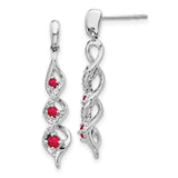 14k White Gold Diamond and Ruby Post Dangle Earrings-WBC-EM5599-RU-013-WA