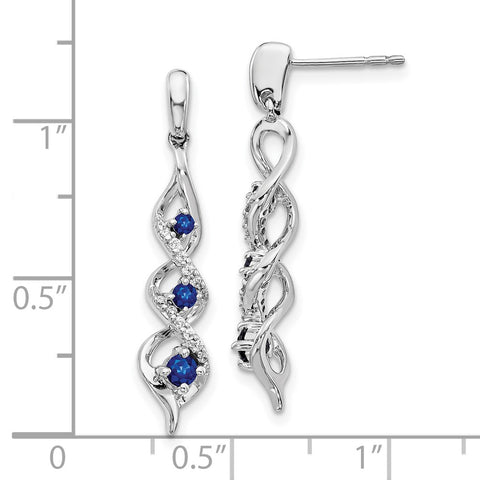 10k White Gold Diamond and Blue Sapphire Post Dangle Earrings-WBC-EM5599-SA-013-1WA