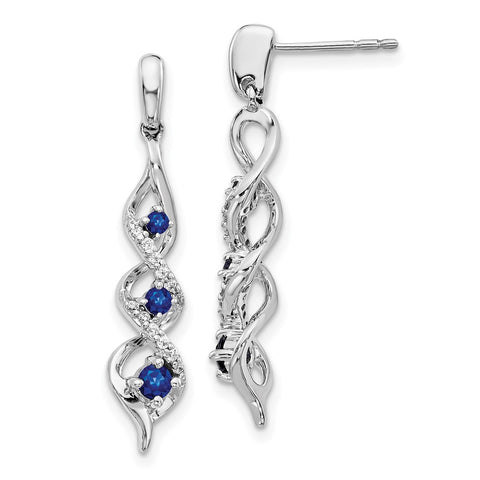 10k White Gold Diamond and Blue Sapphire Post Dangle Earrings-WBC-EM5599-SA-013-1WA