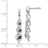 14k White Gold Diamond and Blue Sapphire Post Dangle Earrings-WBC-EM5599-SA-013-WA