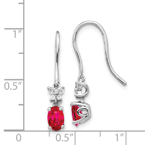 14k White Gold Diamond and Oval Ruby Earrings-WBC-EM5600-RU-013-WA