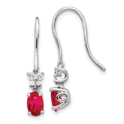 14k White Gold Diamond and Oval Ruby Earrings-WBC-EM5600-RU-013-WA