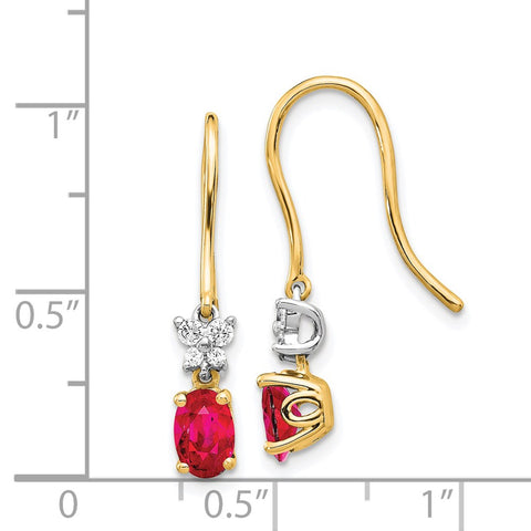 14k Two Tone Diamond and Oval Ruby Earrings-WBC-EM5600-RU-013-YWA