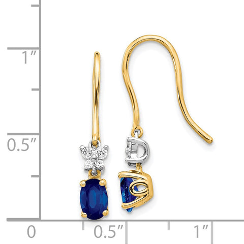 14k Two Tone Diamond and Oval Sapphire Earrings-WBC-EM5600-SA-013-YWA