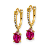 14k 1/10ct Diamond and Ruby Dangle Hoop Earrings-WBC-EM5604-RU-010-YA